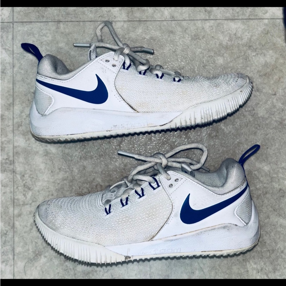 Nike White Sneakers with Blue Swoosh